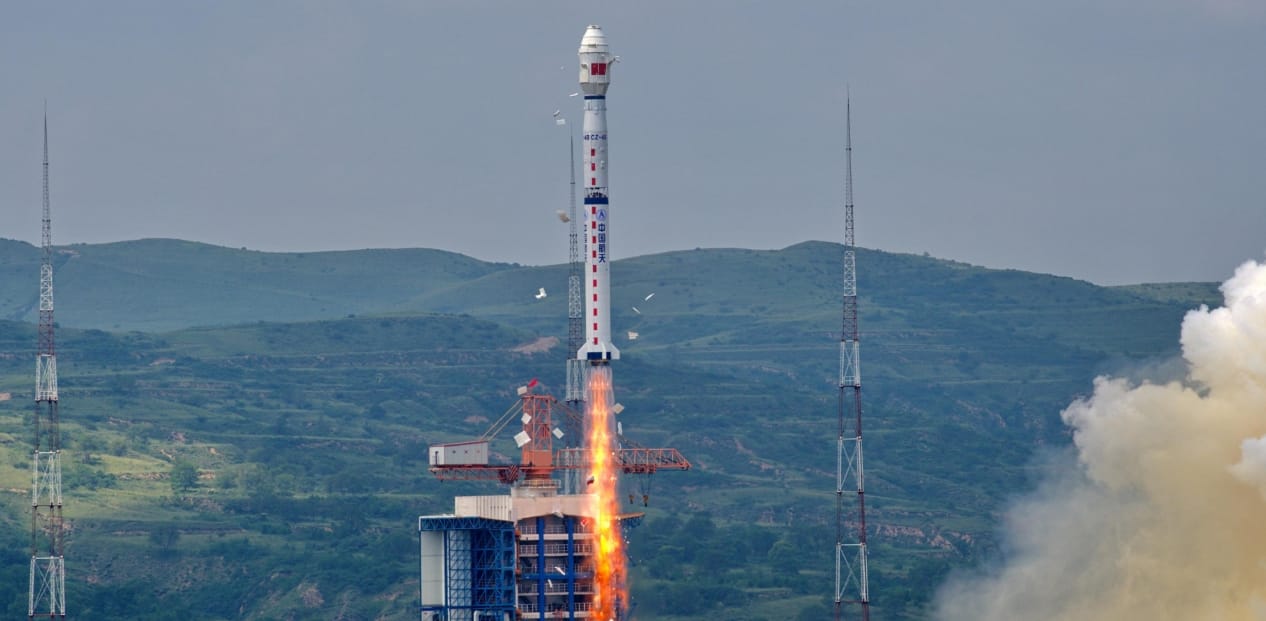 A Long March 4B lifting off from its launch pad.