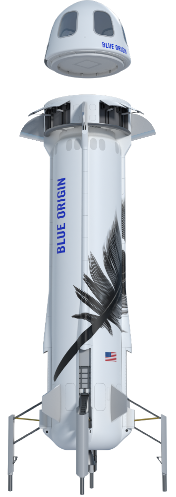 New Shepards capsule (top) and booster (bottom). ©Wikimedia Commons