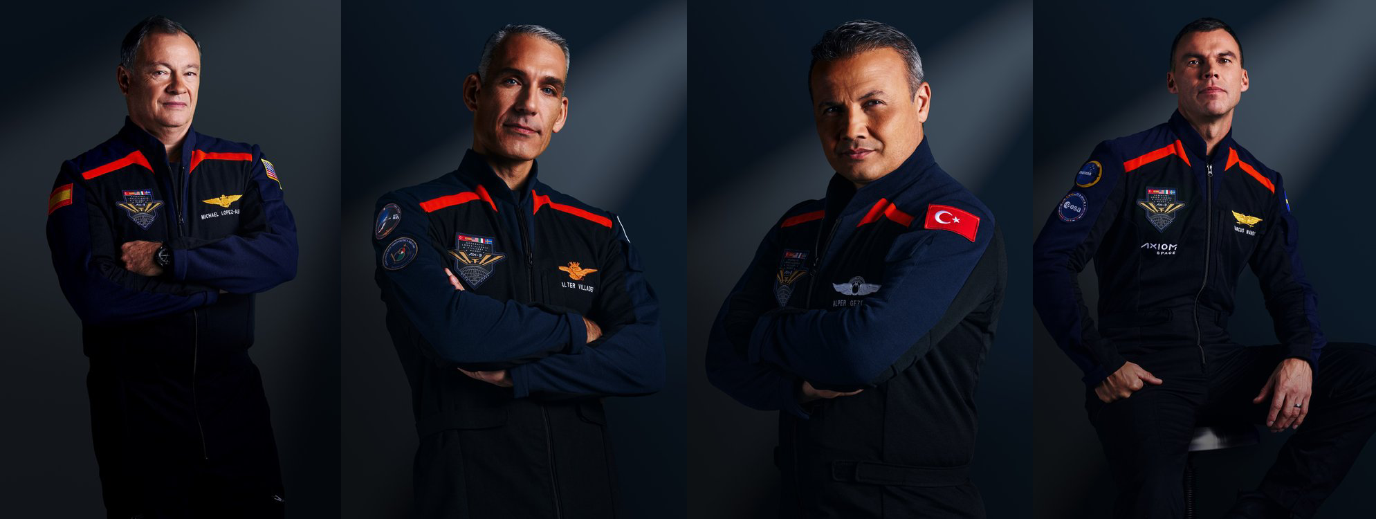The Axiom-3 crew (from left to right); Michael López-Alegría, Walter Villadei, Alper Gezeravcı, and Marcus Wandt. ©Axiom Space