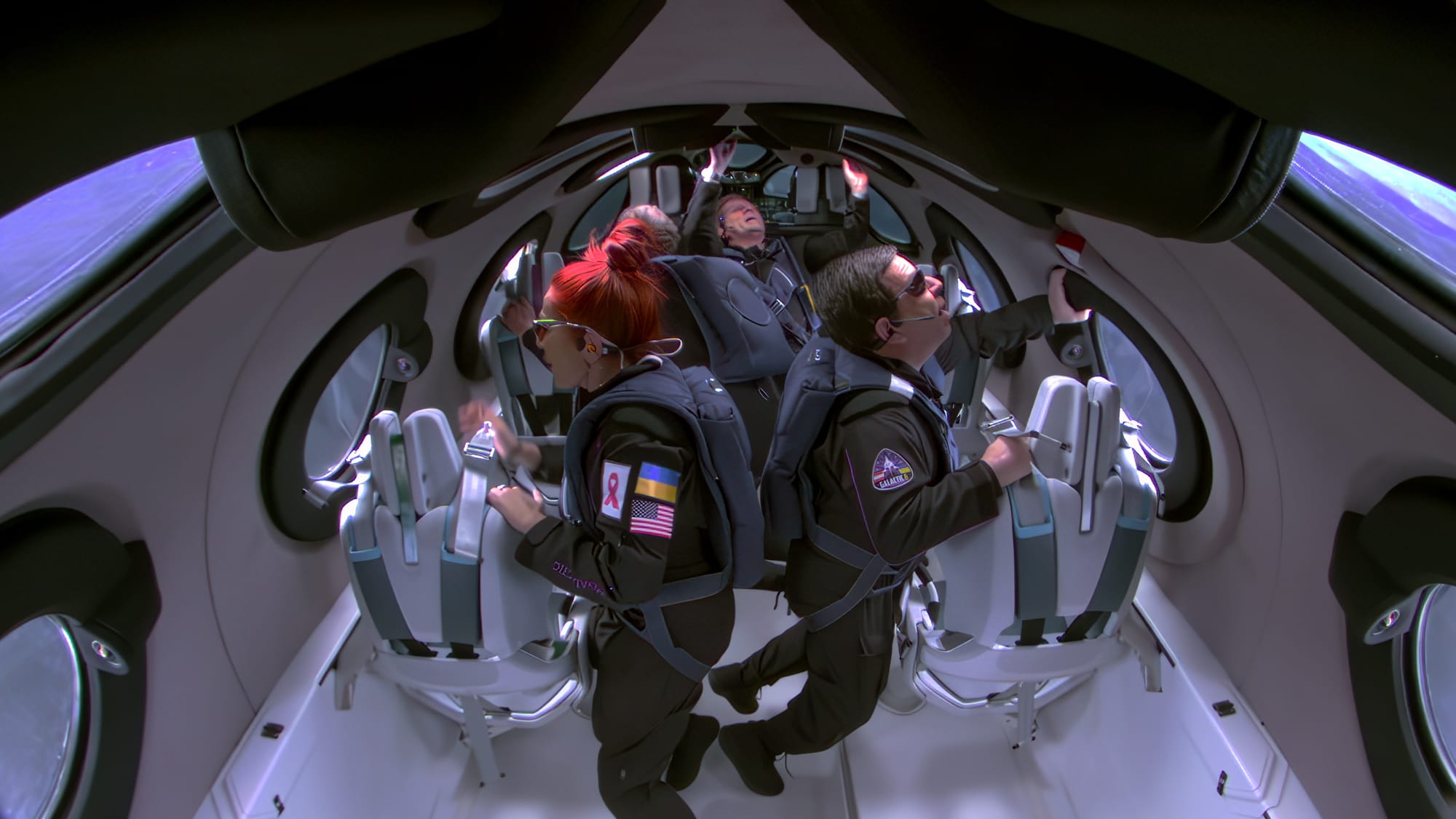 A photo inside of VSS Unity near the peak of its flight path. ©Virgin Galactic