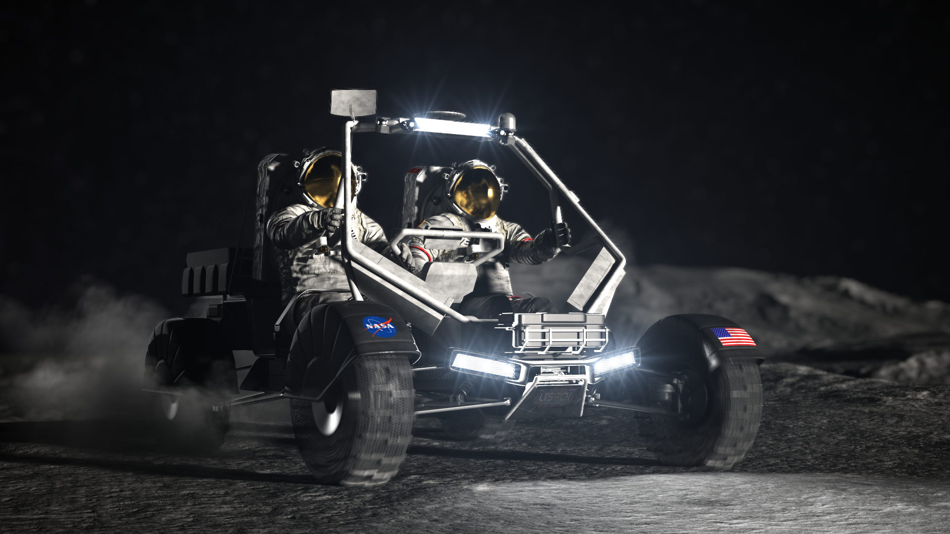 A render of NASA’s Lunar Terrain Vehicle. ©NASA