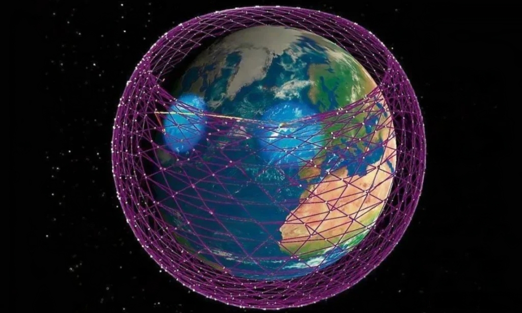 Illustration of the Guowang satellite constellation over china