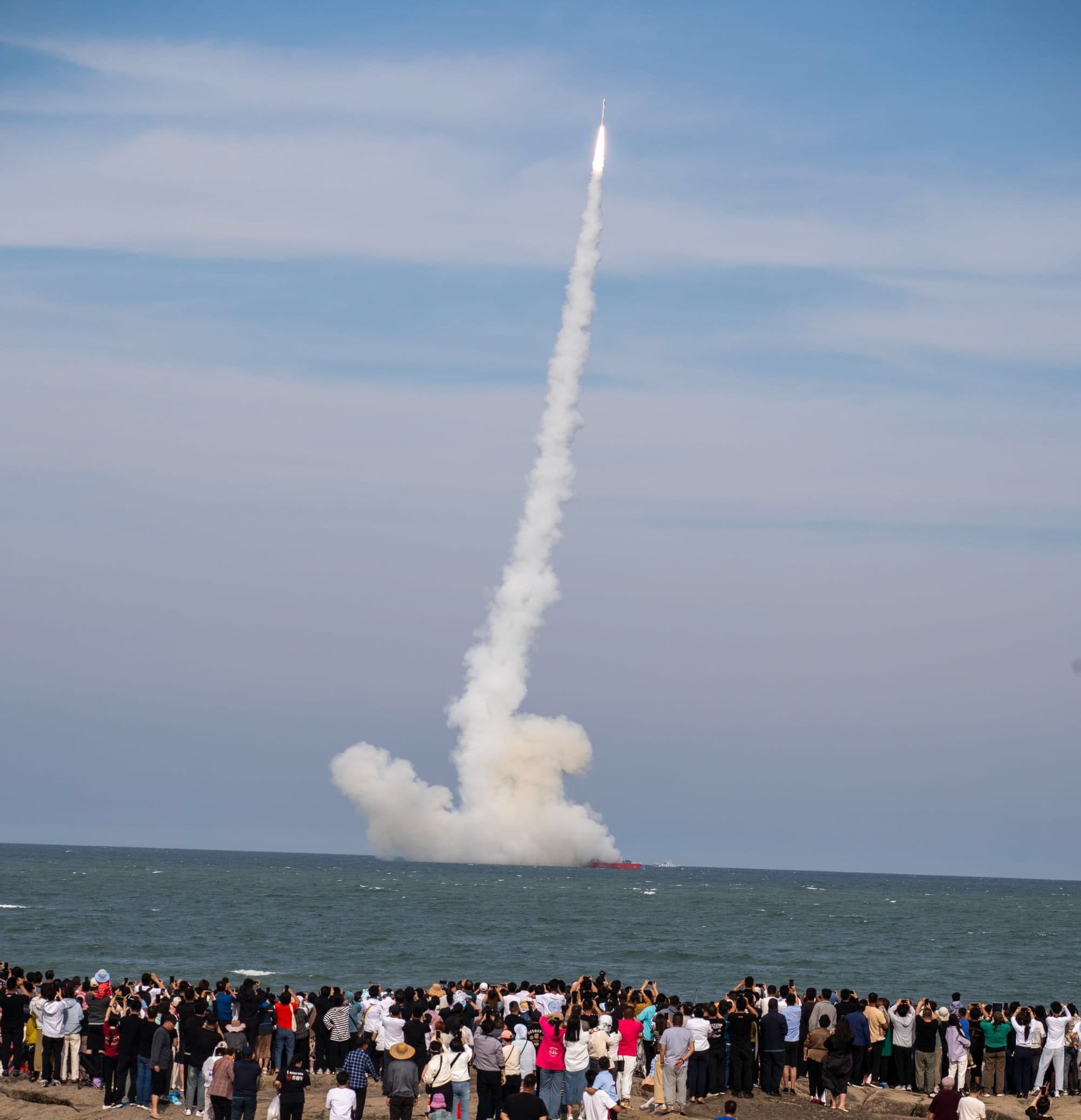 Ceres-1S Y2 lifting off from its launch ship in the Yellow Sea.