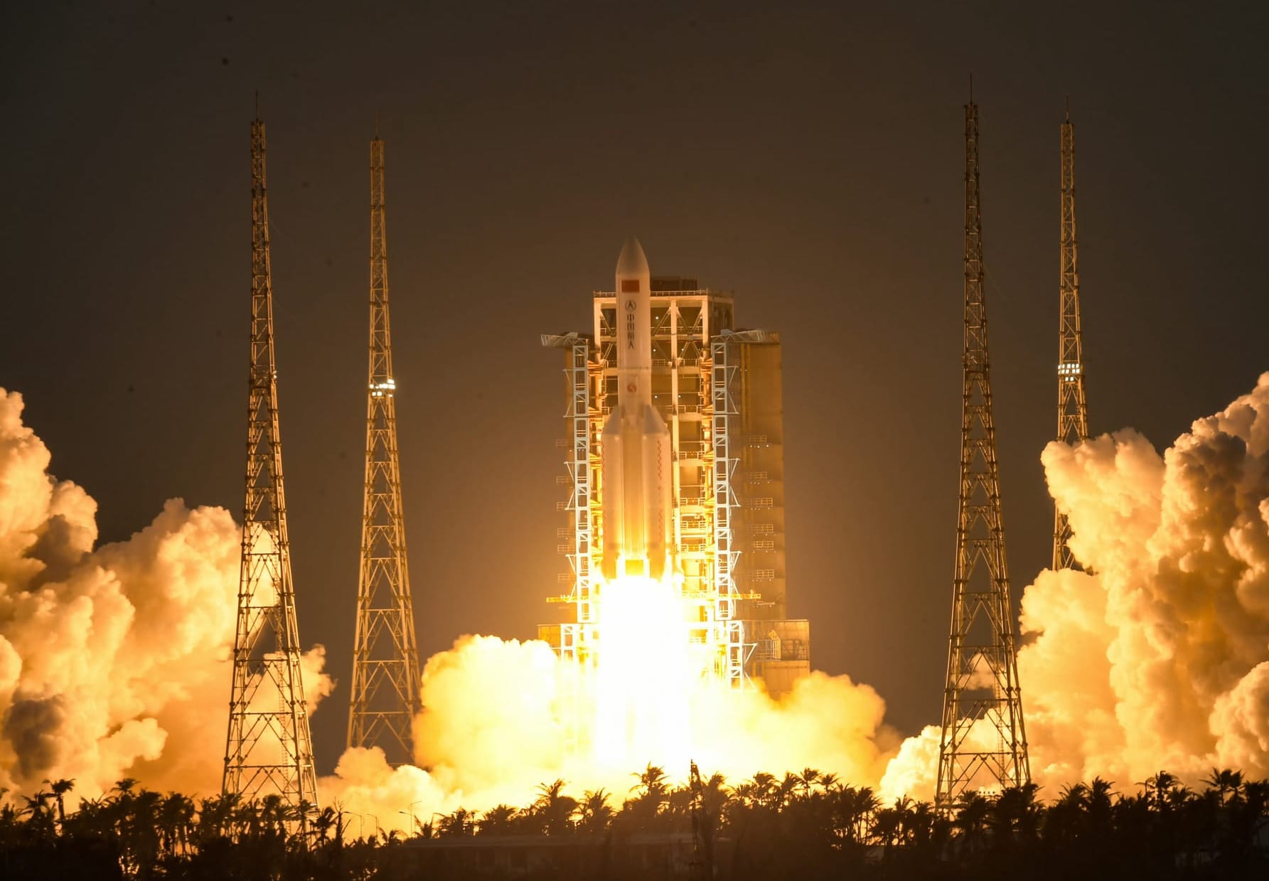 The Long March 5B Y6 vehicle lifting off from the Wenchang Space Launch Site.