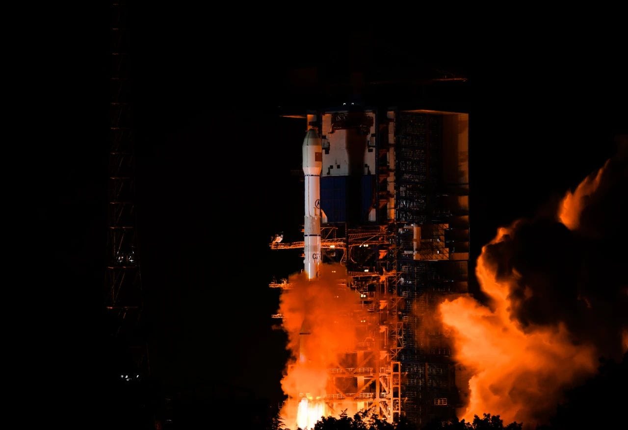 The Long March 3C/E lifting off from the Xichang Satellite Launch Center.