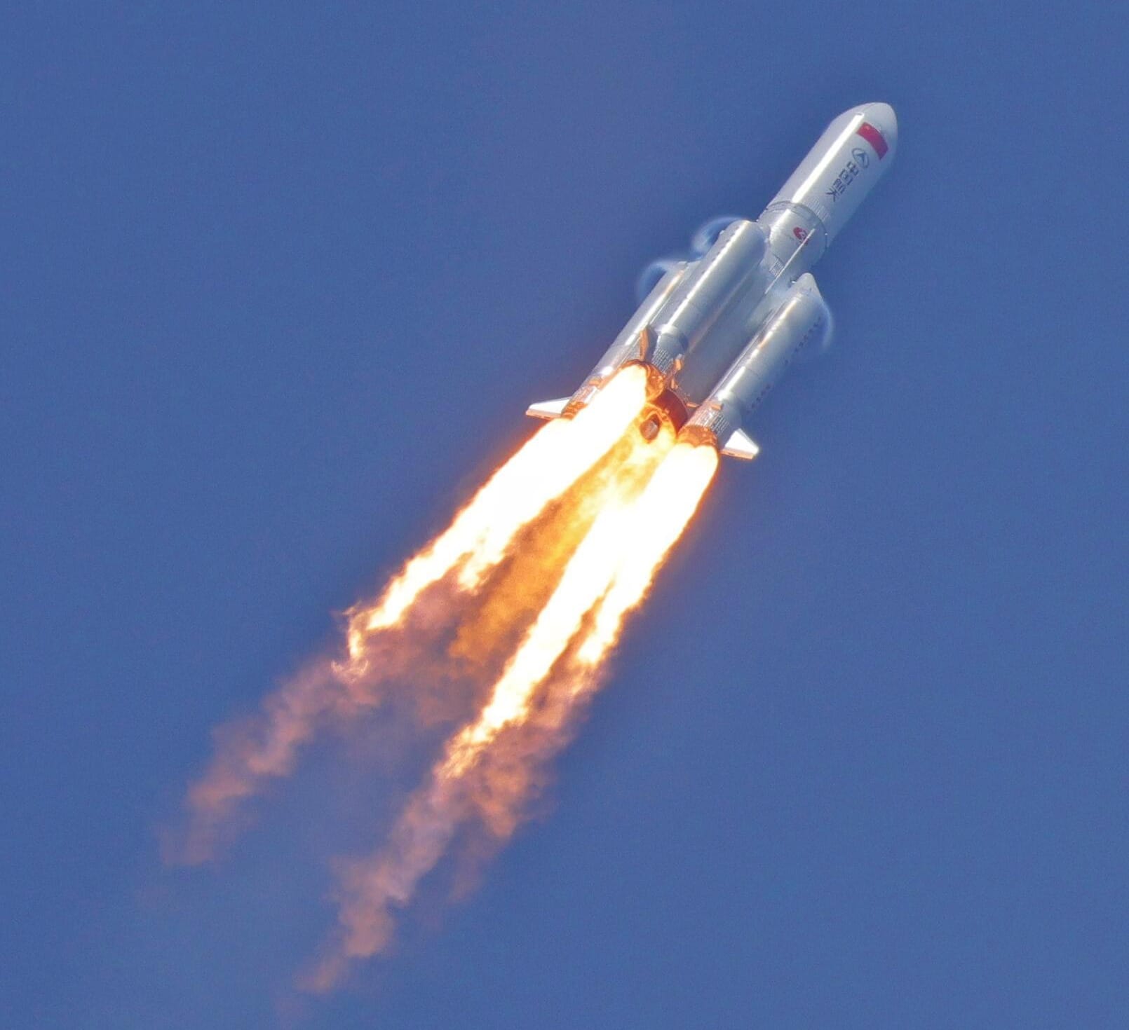 The Long March 5B Y8 vehicle during first-stage flight carrying GuoWang Group 08.