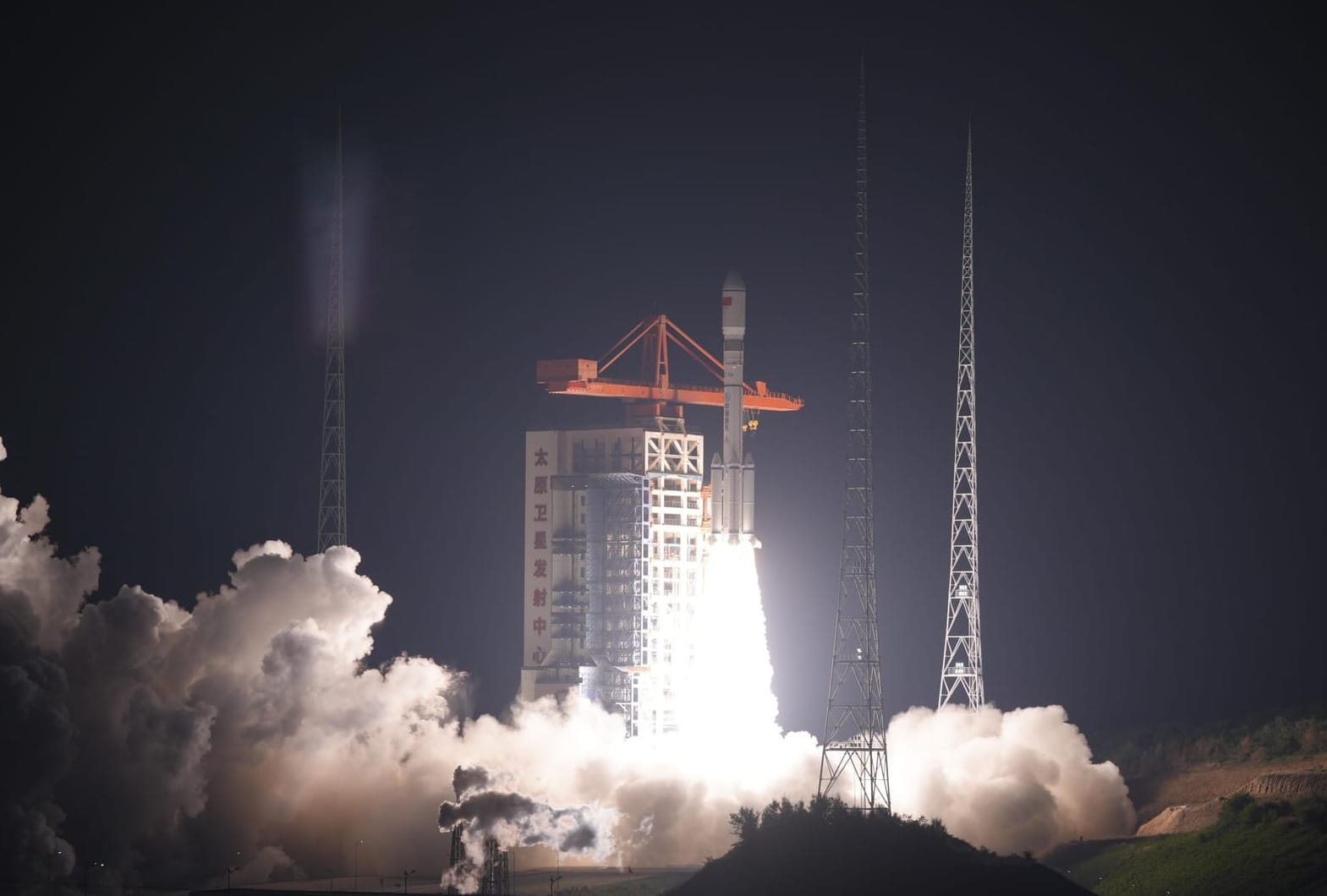 The Long March 6A Y10 vehicle blasting off from the Taiyuan Satellite Launch Center.