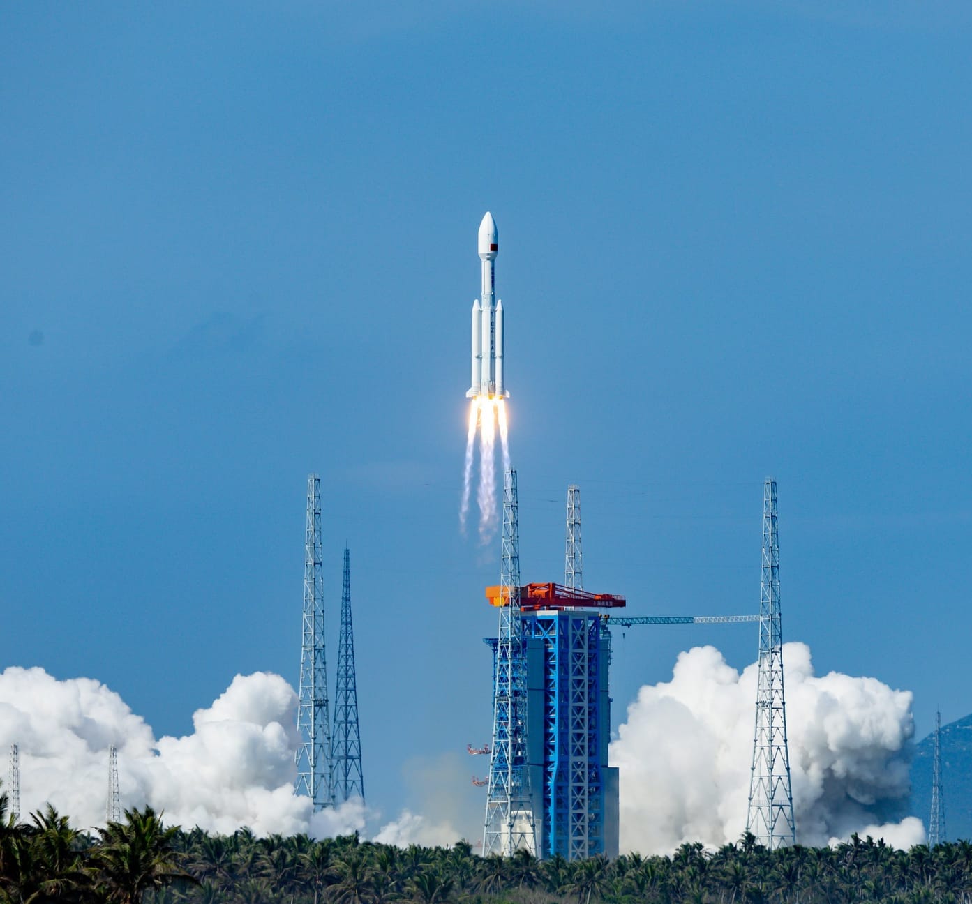 The Long March 8A Y3 vehicle lifting off from the Wenchang Commercial Space Launch Site.