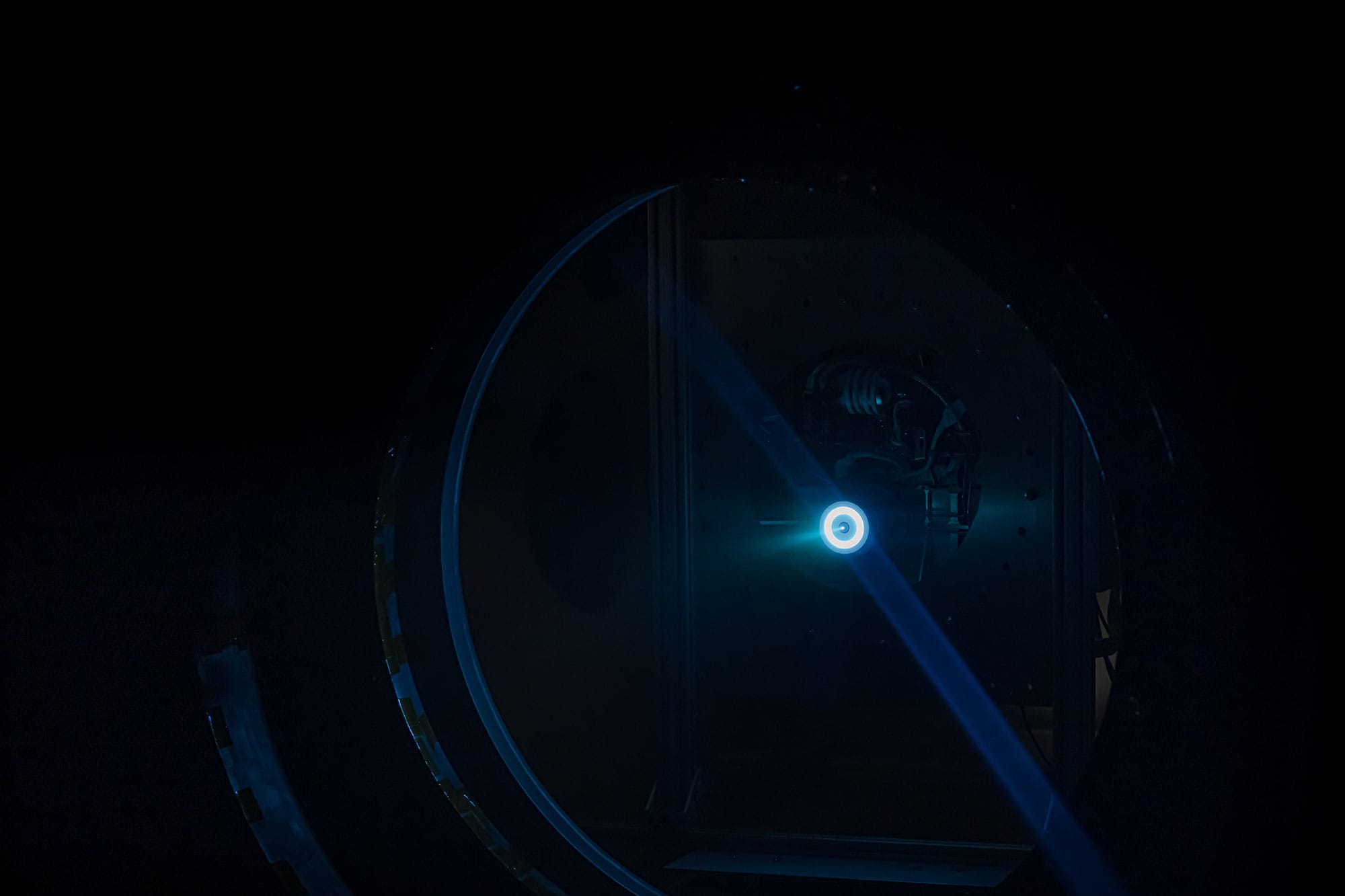 Astra Spacecraft Engine firing in a test chamber, validating the engines hardware.