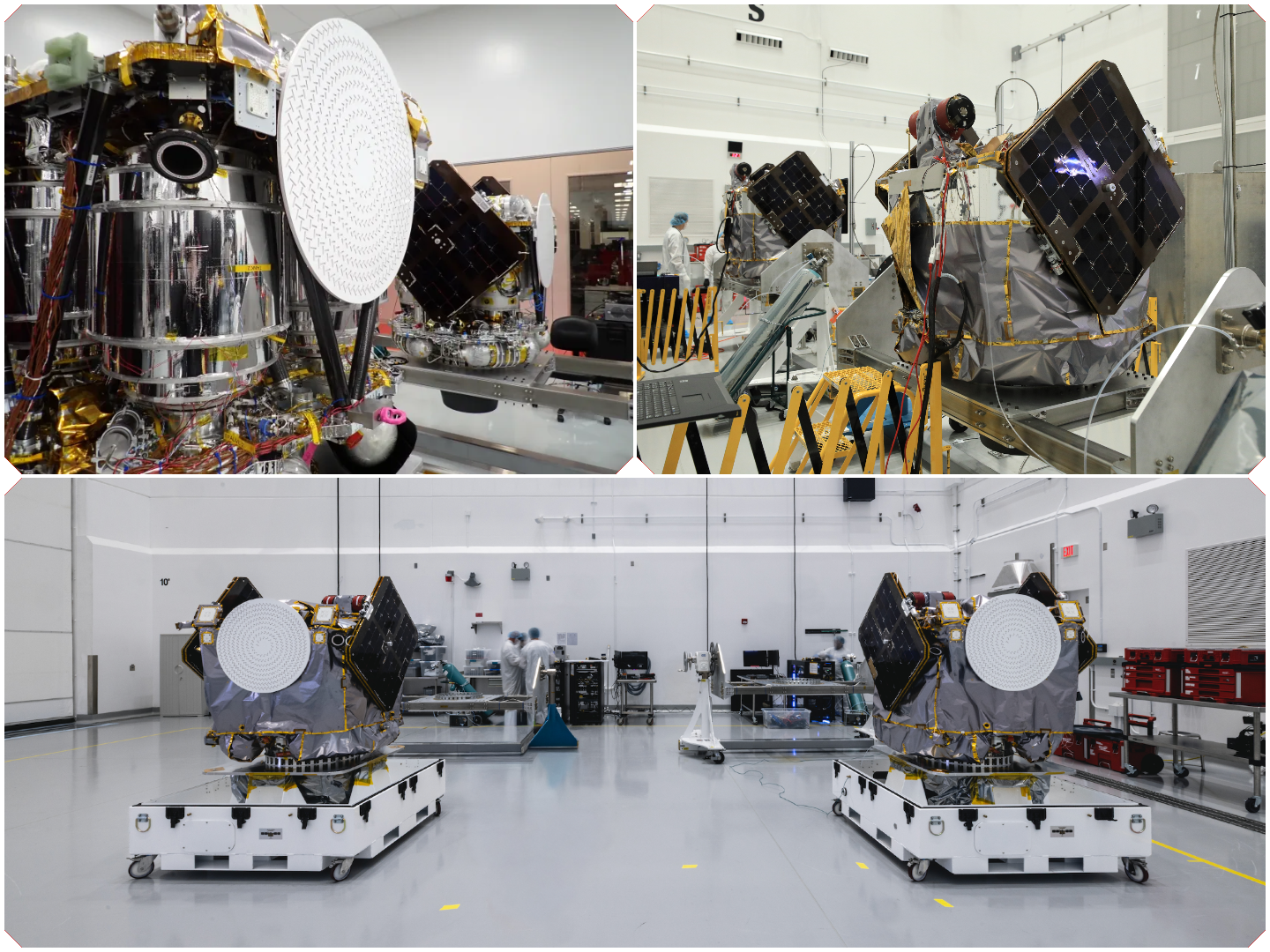 The twin ESCAPADE spacecraft inside Florida clean rooms preparing for their mission to Mars. ©Kim Shiflett/NASA/Rocket Lab