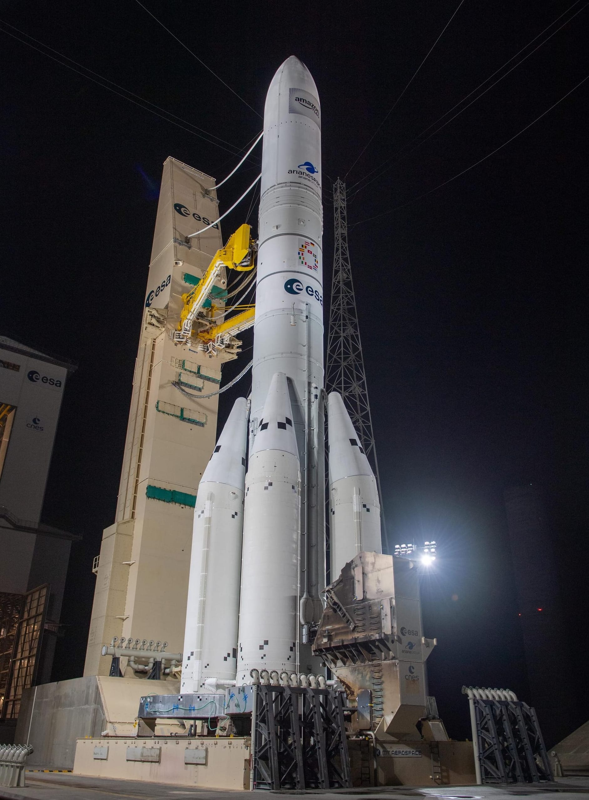 Ariane 6 prepared for flight with four boosters at the Guiana Space Centre in February 2026. ©Arianespace/Centre national d'études spatiales